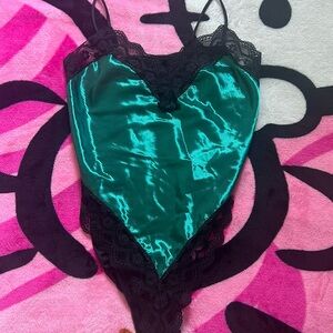 Green And Black Lace Bodysuit